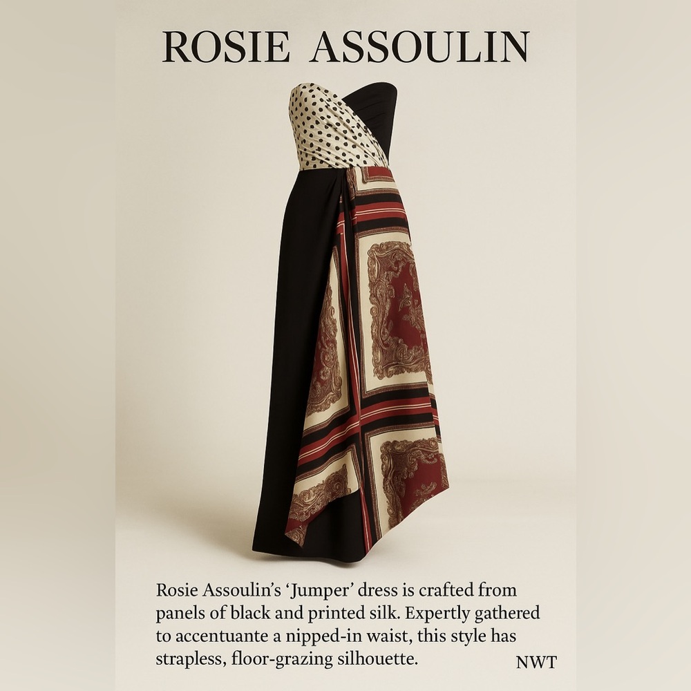 ROSIE ASSOULIN Jumper Strapless Cutout Printed Gown in Scarf Print IT38 US2